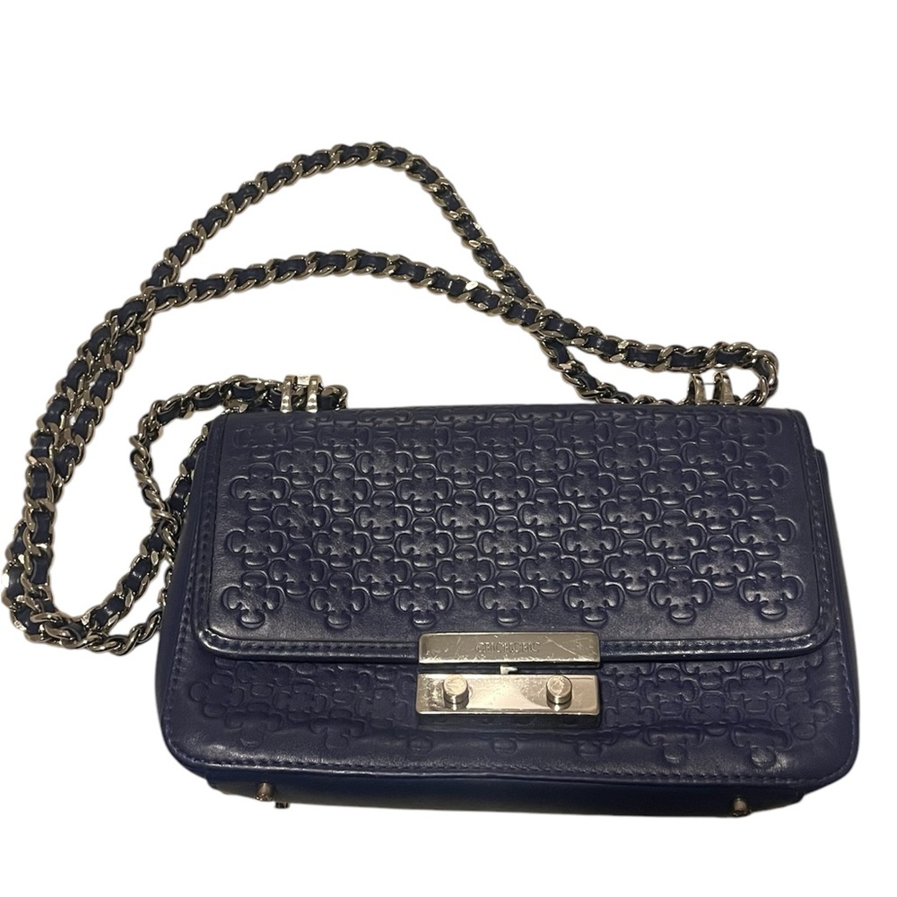 Navy Blue Carolina Herrera Chain Shoulder Bag